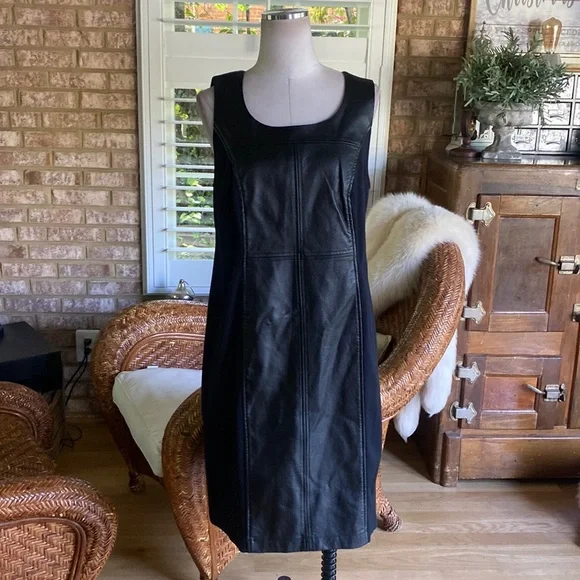 Lane Bryant | Dresses | Lane Bryant New York Friend And Faux Black Faux  Leather Accent Sleeveless Dress | Poshmark
